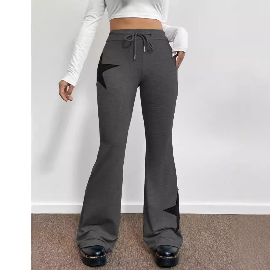 Damen casual sweatpants med bred ben och stjärnmotiv Mirla-Eva Jonsson