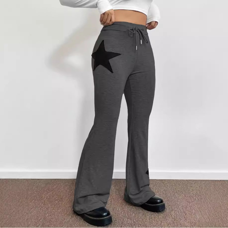 Damen casual sweatpants med bred ben och stjärnmotiv Mirla-Eva Jonsson