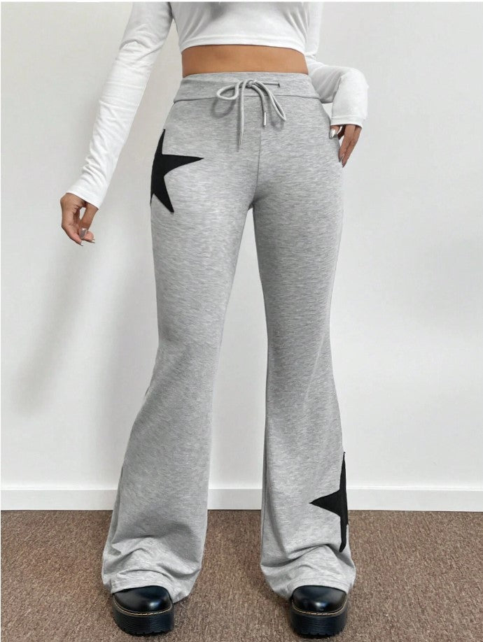 Damen casual sweatpants med bred ben och stjärnmotiv Mirla-Eva Jonsson