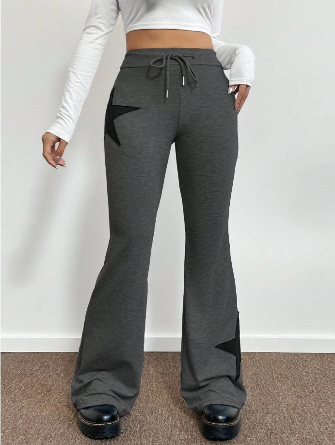 Damen casual sweatpants med bred ben och stjärnmotiv Mirla-Eva Jonsson