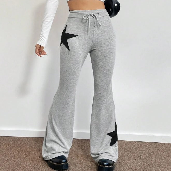 Damen casual sweatpants med bred ben och stjärnmotiv Mirla-Eva Jonsson