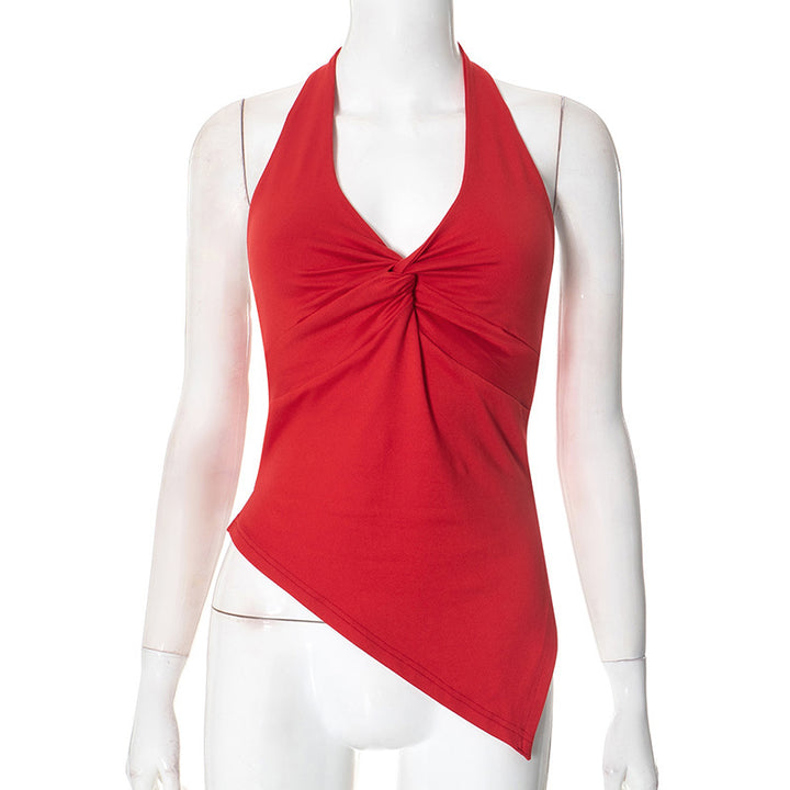 Damen casual tank top med asymmetrisk söm och raffinerad twist Mirla-Eva Jonsson