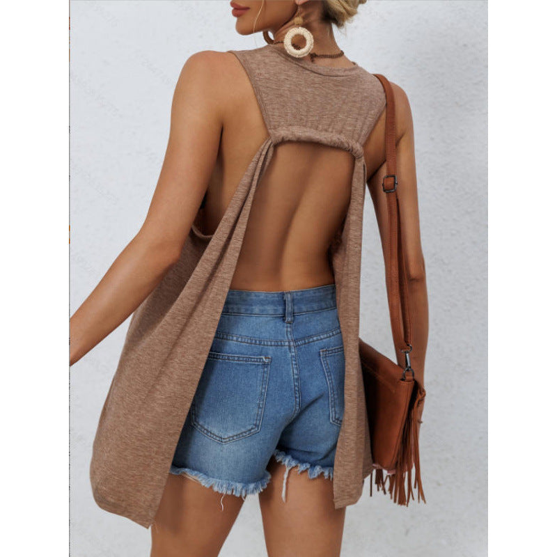 Damen casual tank top with asymmetrical hem and practical breast pocket Mirla-Eva Jonsson