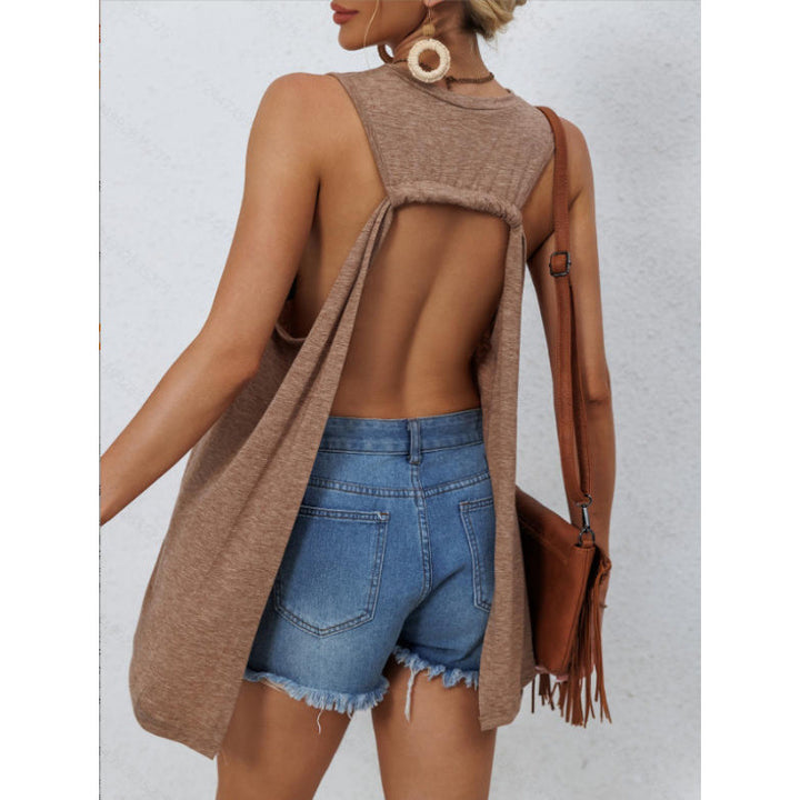 Damen casual tank top with asymmetrical hem and practical breast pocket Mirla-Eva Jonsson