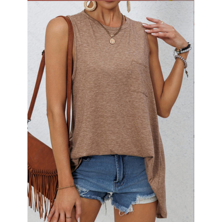 Damen casual tank top with asymmetrical hem and practical breast pocket Mirla-Eva Jonsson