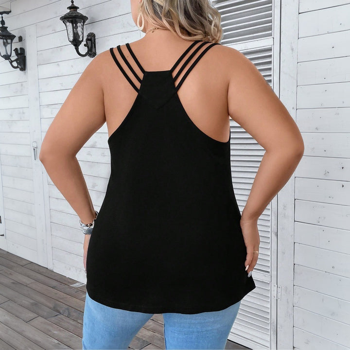 Damen casual tank top with decorative strap details and asymmetrical hem Mirla-Eva Jonsson