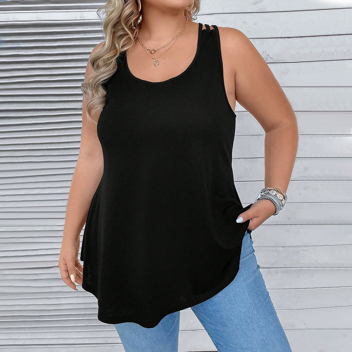 Damen casual tank top with decorative strap details and asymmetrical hem Mirla-Eva Jonsson