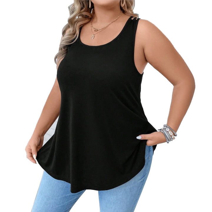 Damen casual tank top with decorative strap details and asymmetrical hem Mirla-Eva Jonsson