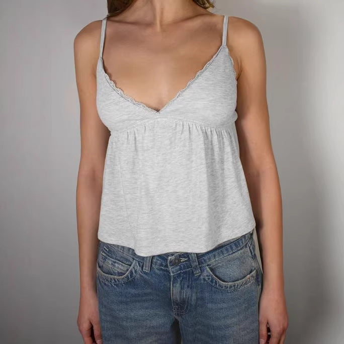 Damen casual top med volang-utsnitt Mirla-Eva Jonsson