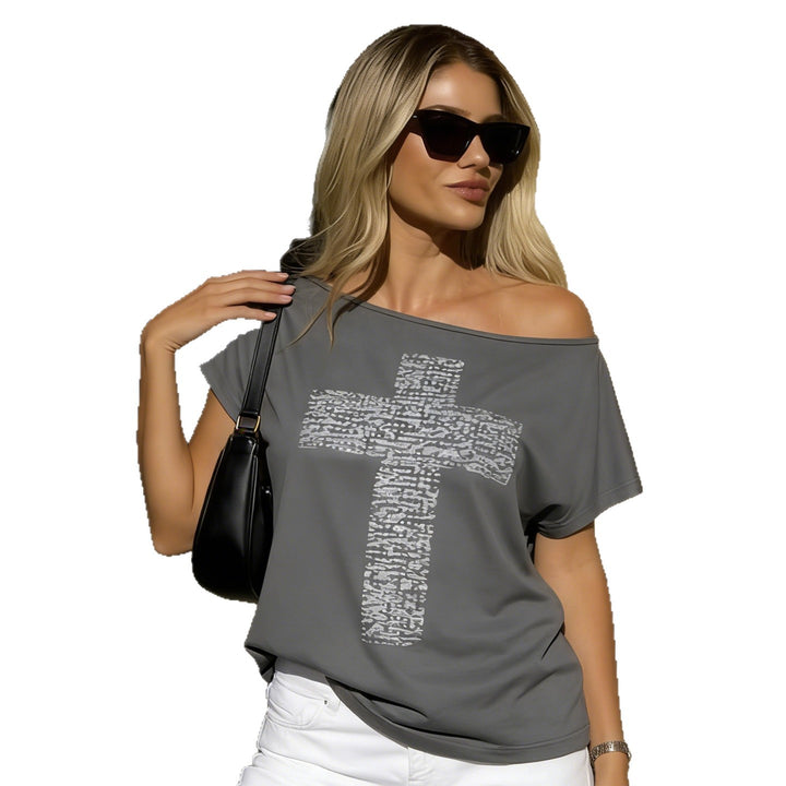 Damen casual top with creative cross design Mirla-Eva Jonsson