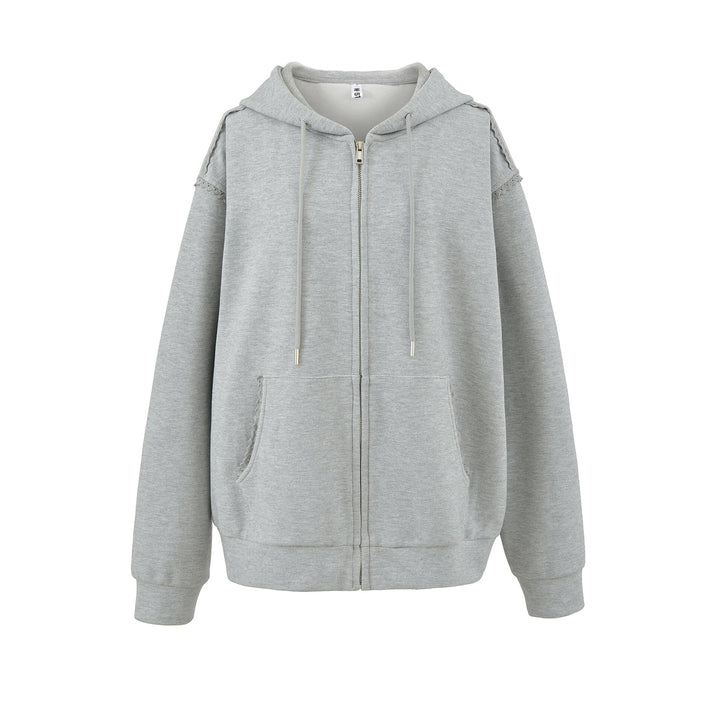 Damen casual zip hoodie med praktiska fickor och sofistikerad huva Mirla-Eva Jonsson