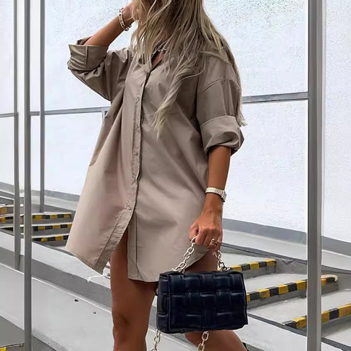 Damen chemiserad oversized skjortklänning Eva Jonsson-Eva Jonsson