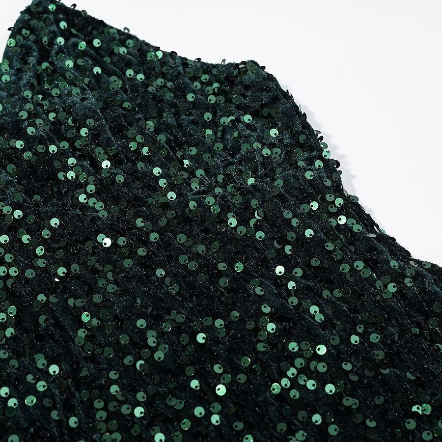 Damen cocktail dress with shimmering sequin trim and asymmetric hem Mirla-Eva Jonsson