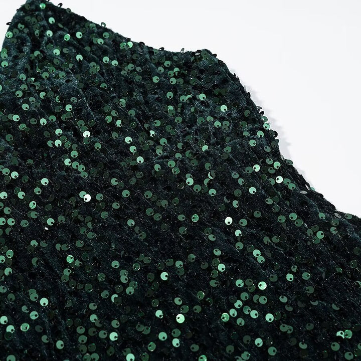 Damen cocktail dress with shimmering sequin trim and asymmetric hem Mirla-Eva Jonsson
