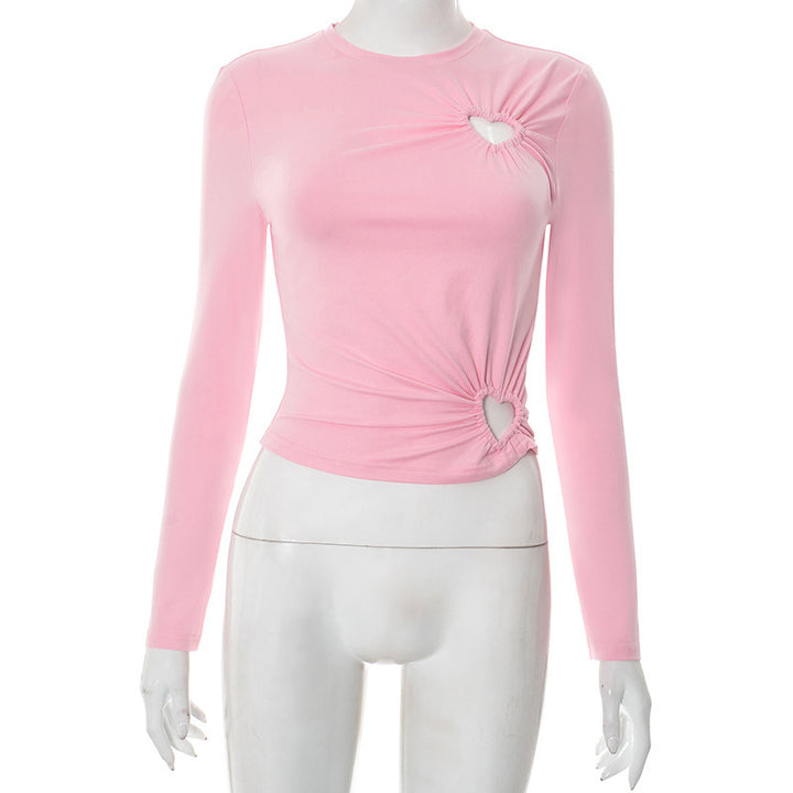 Damen crop top med hjärtformade utskärningar och modernt draperingselement Mirla-Eva Jonsson
