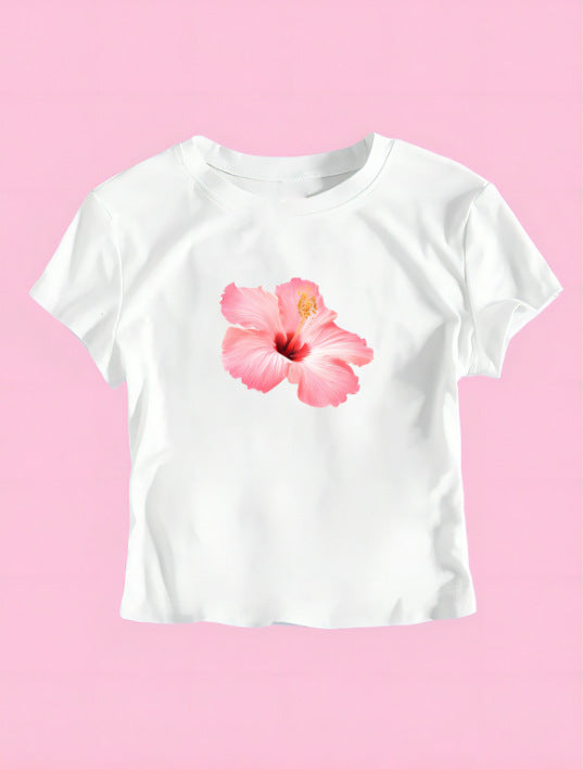 Damen cropped T-shirt med exklusivt hästmotiv och figursydd passform Mirla-Eva Jonsson