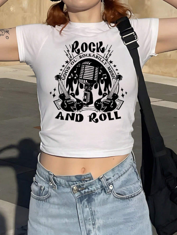 Damen cropped T-shirt med exklusivt hästmotiv och figursydd passform Mirla-Eva Jonsson