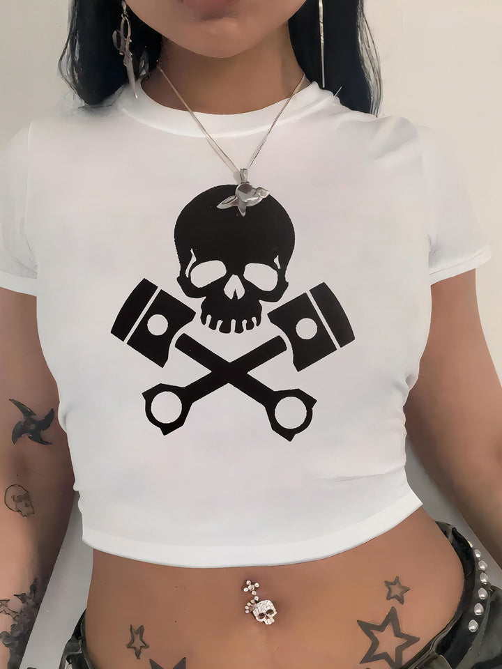Damen cropped T-shirt med exklusivt hästmotiv och figursydd passform Mirla-Eva Jonsson