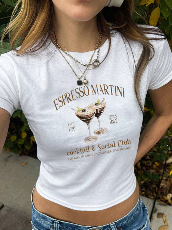 Damen cropped T-shirt med exklusivt hästmotiv och figursydd passform Mirla-Eva Jonsson