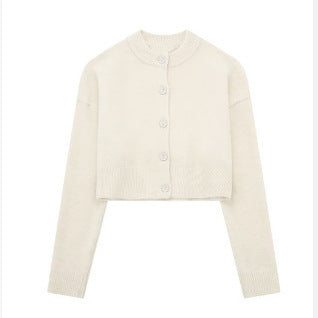 Damen cropped stickad jacka med eleganta knapppdetaljer Mirla-Eva Jonsson