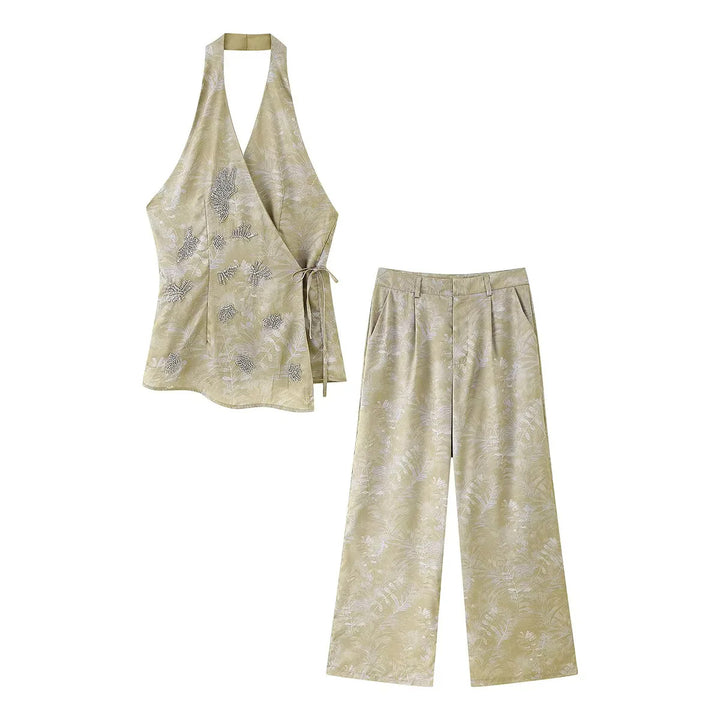Damen elegant Culotte-byxor med blommönster och mjukt material Mirla-Eva Jonsson