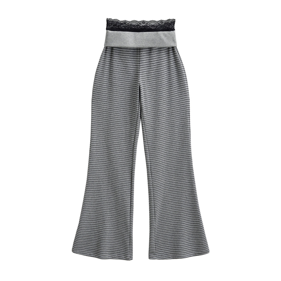 Damen elegant Flared-byxor med bred spetsmidja Mirla-Eva Jonsson