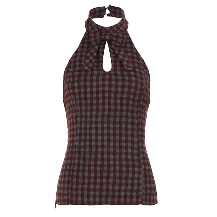 Damen elegant Haltertop med lekfullt knyt-detalj Mirla-Eva Jonsson