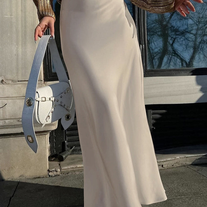 Damen elegant Maxikleider aus fließendem Material mit hohem Taillenschnitt Mirla-Eva Jonsson