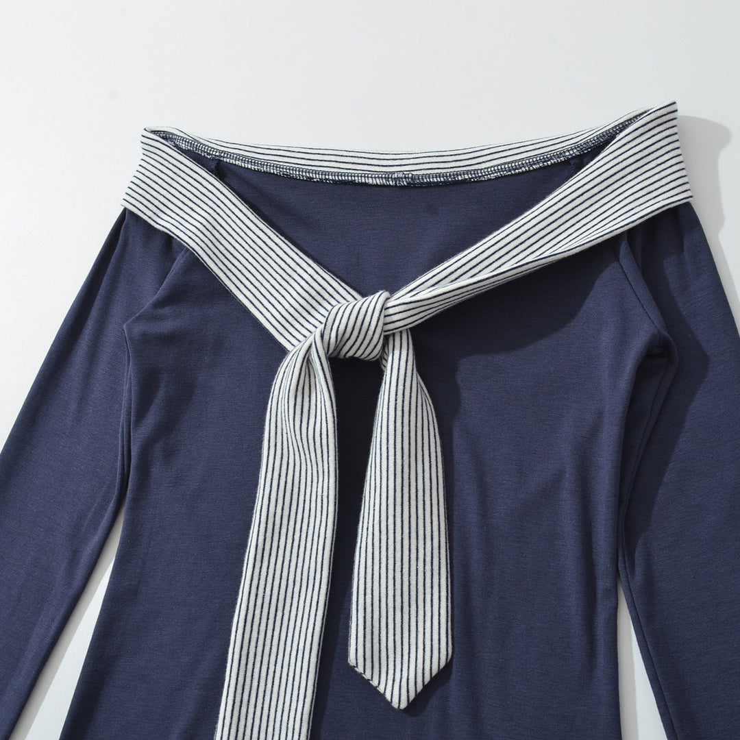 Damen elegant Off-Shoulder topp med dekorativt bindeband Mirla-Eva Jonsson