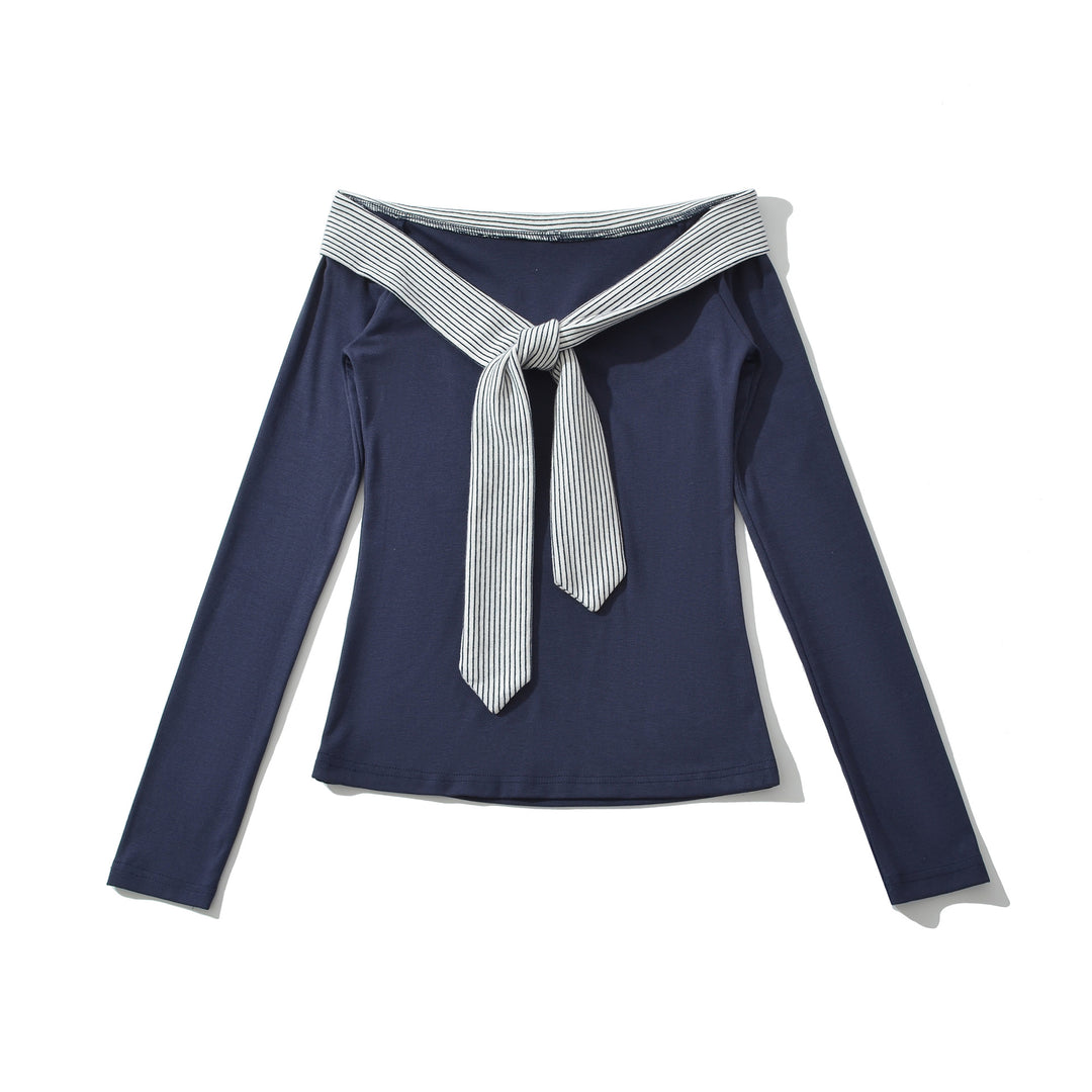 Damen elegant Off-Shoulder topp med dekorativt bindeband Mirla-Eva Jonsson