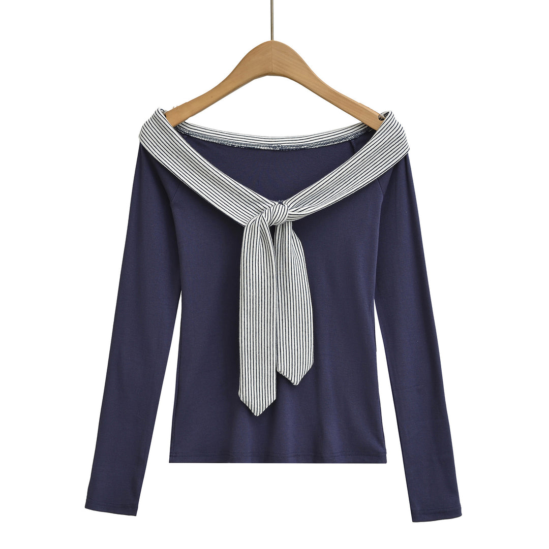 Damen elegant Off-Shoulder topp med dekorativt bindeband Mirla-Eva Jonsson