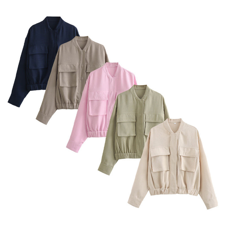 Damen elegant Utility-jacka med stora fickor och elastisk nederkant Mirla-Eva Jonsson