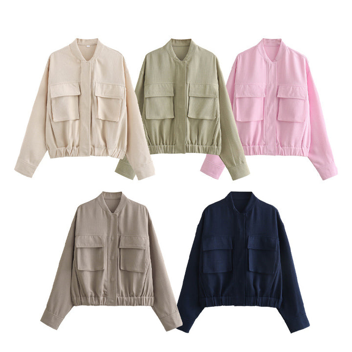 Damen elegant Utility-jacka med stora fickor och elastisk nederkant Mirla-Eva Jonsson