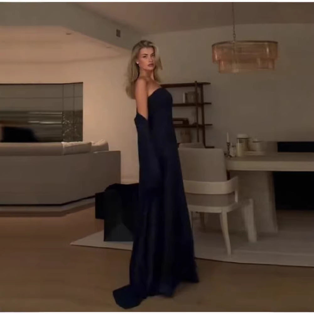 Damen elegant bandeau maxiklänning med matchande jacka Mirla-Eva Jonsson