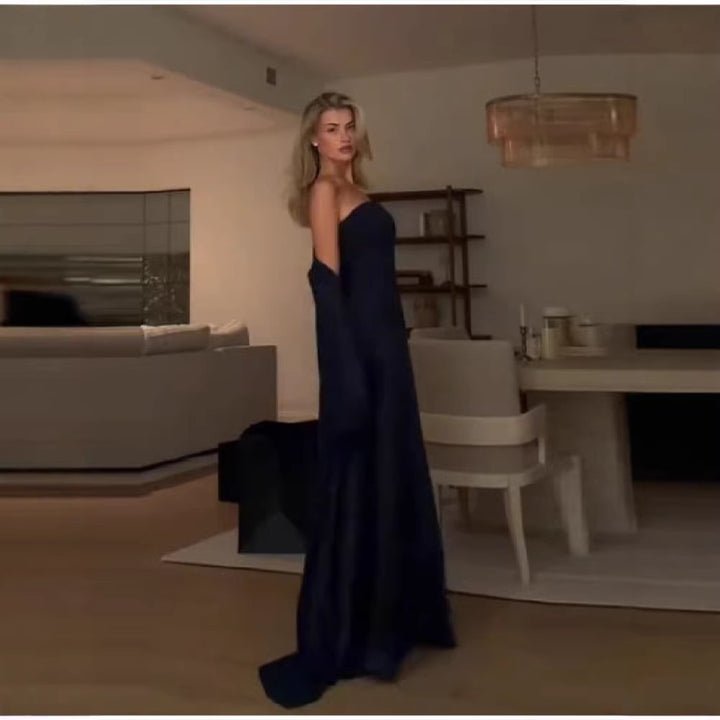 Damen elegant bandeau maxiklänning med matchande jacka Mirla-Eva Jonsson