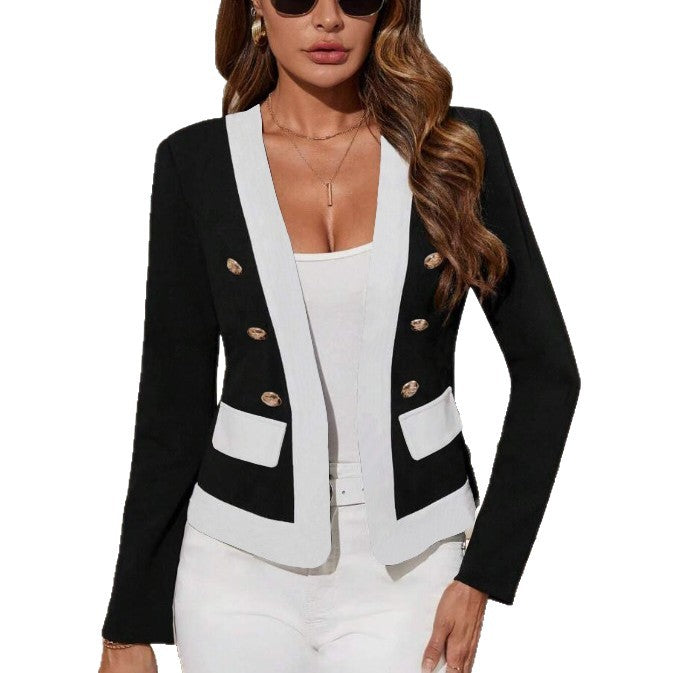 Damen elegant blazer med dubbel knapprad och kontrastdetaljer Mirla-Eva Jonsson