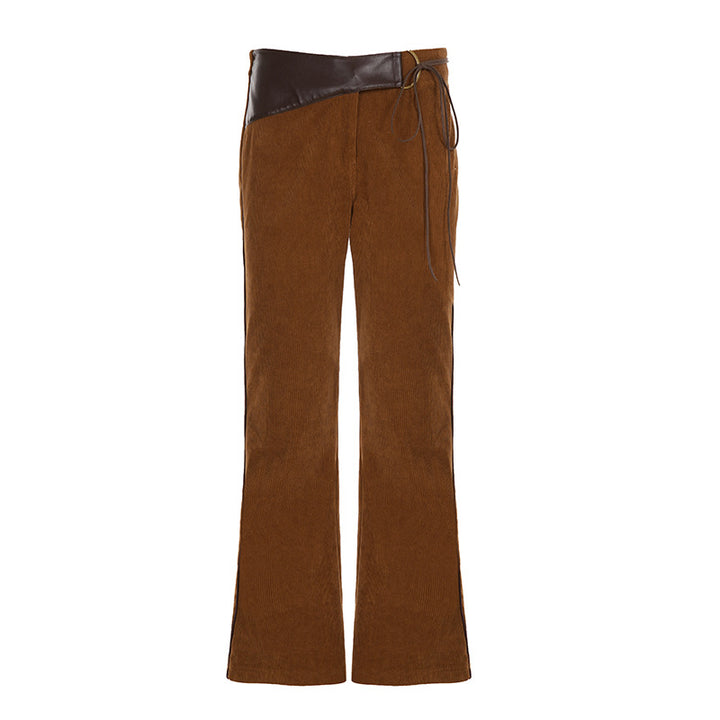 Damen elegant cord pants with high waist and side drawstring Mirla-Eva Jonsson