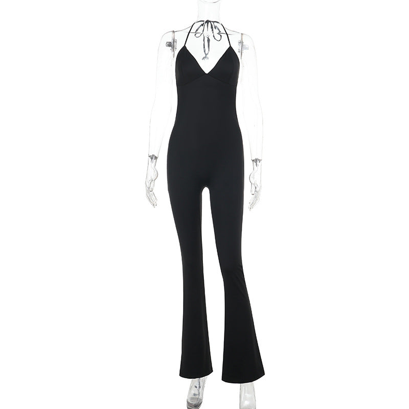 Damen elegant jumpsuit med djup V-hals och vida ben Mirla-Eva Jonsson