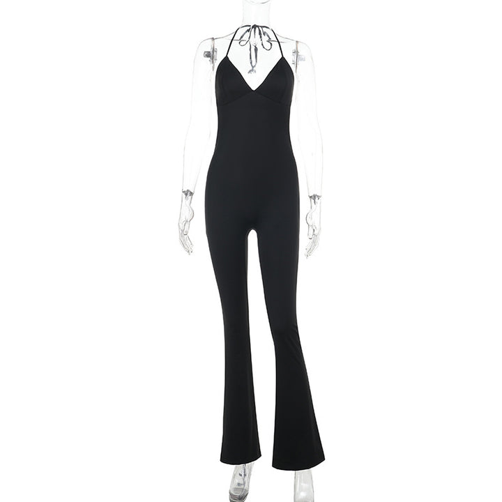 Damen elegant jumpsuit med djup V-hals och vida ben Mirla-Eva Jonsson