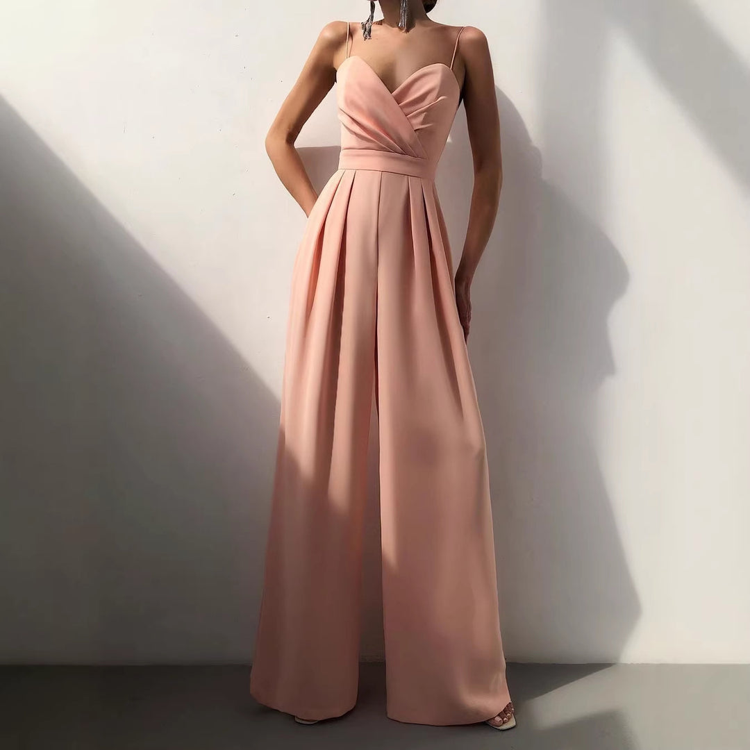 Damen elegant jumpsuit med djupt V-hals och vida ben Mirla-Eva Jonsson