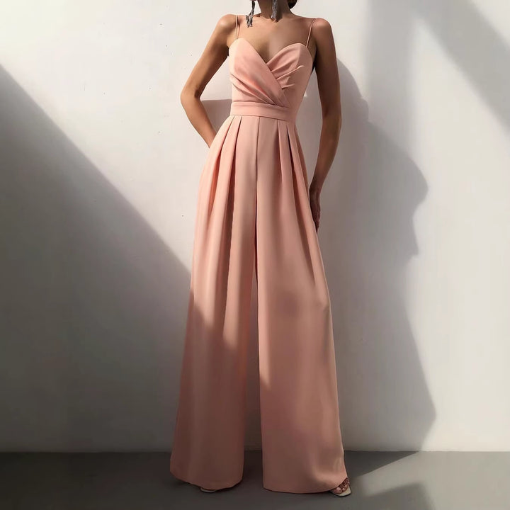 Damen elegant jumpsuit med djupt V-hals och vida ben Mirla-Eva Jonsson