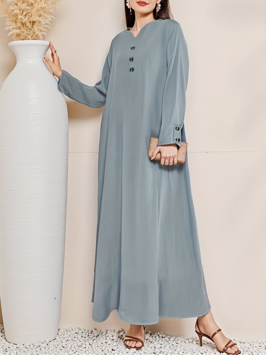 Damen elegant långärmad maxikjol med knappar Mirla-Eva Jonsson