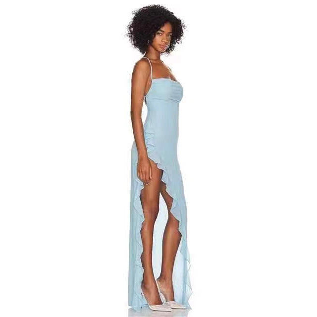 Damen elegant maxi dress med förförisk skärningsdesign och bärlös design Mirla-Eva Jonsson