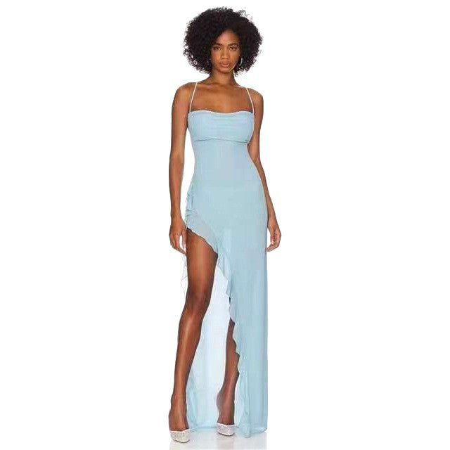 Damen elegant maxi dress med förförisk skärningsdesign och bärlös design Mirla-Eva Jonsson