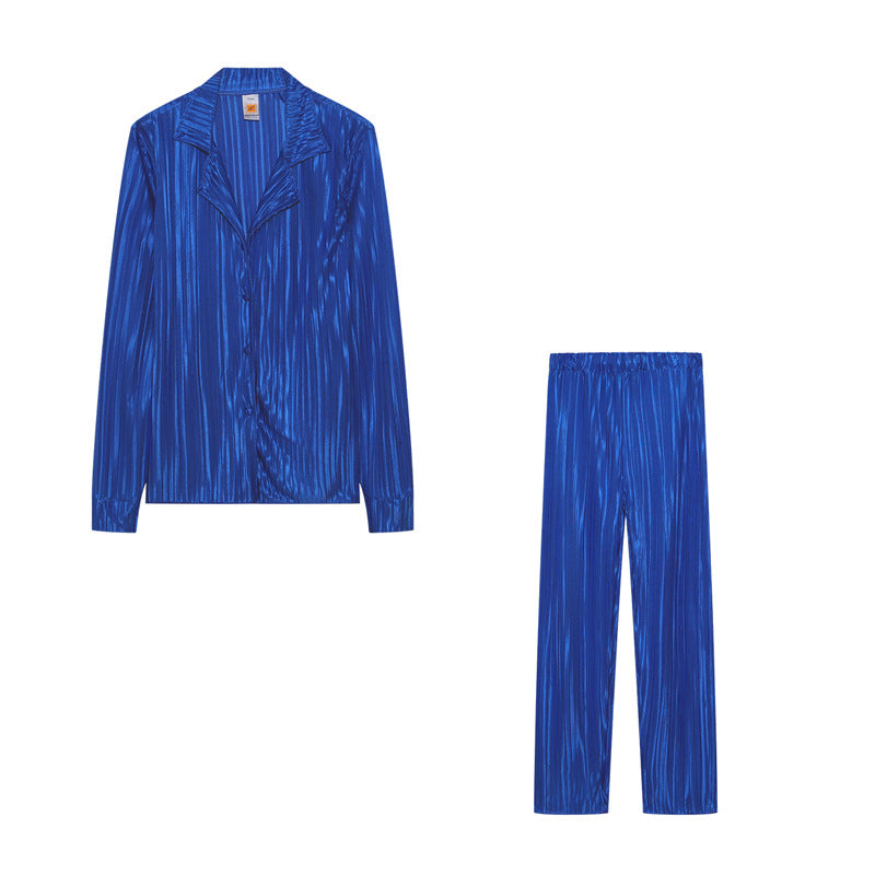 Damen elegant satin pyjamaset med modernt randmönster Eva Jonsson-Eva Jonsson