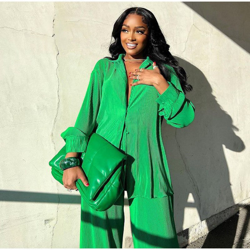 Damen elegant satin pyjamaset med modernt randmönster Eva Jonsson-Eva Jonsson