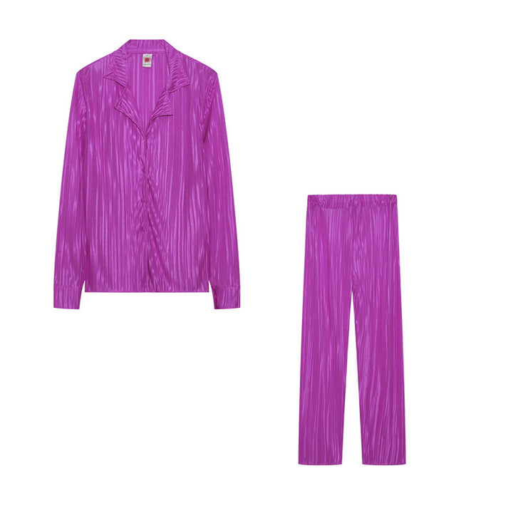 Damen elegant satin pyjamaset med modernt randmönster Mirla-Eva Jonsson