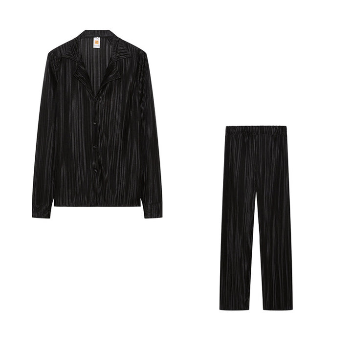 Damen elegant satin pyjamaset med modernt randmönster Mirla-Eva Jonsson