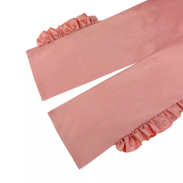 Damen elegant snittbyxor med volangdetaljer Mirla-Eva Jonsson
