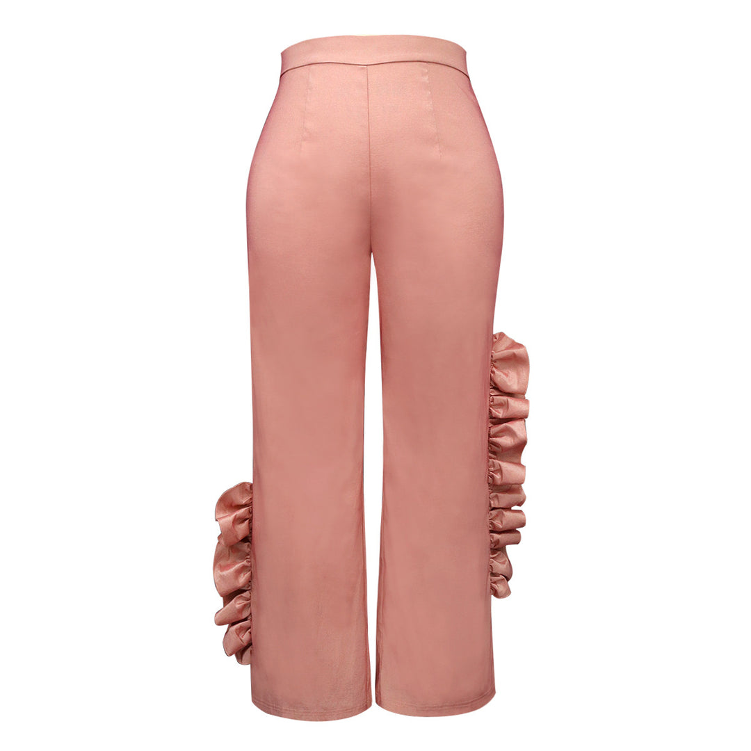 Damen elegant snittbyxor med volangdetaljer Mirla-Eva Jonsson